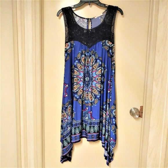 West K Asymmetrical Boho Style Dress Size Large - Picture 1 of 9